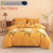 Resim 3 adet Çiçek Desenli Nevresim Takımı, %100 Polyester Zımpara Kumaş, Tüm Mevsimler İçin Yatak Takımı, 2 Yastık Kılıfı, Makinede Yıkanabilir, Dokuma Sanatı, 80-85Gsm - Yorgan Dahil Değildir 