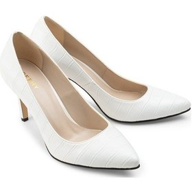 Resim Deery Beyaz Kroko Kadın Stiletto Beyaz 