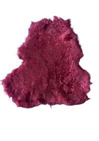 Resim Gerçek Uzun Tüylü Koyun Postu Bordo 80 X 60 Cm 