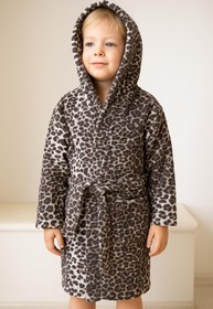 Resim Wild Spirit Leopar Desen Genç & Çocuk Kapşonlu Bornoz - %100 Pamuk, Unisex Leopar baskılı - Leopar baskılı / 7-8 Yaş 