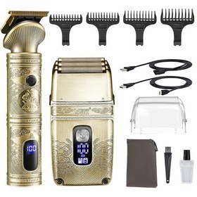 Resim VGR T Bıçak Saç Kesme Makinesi + Folyo Tıraş Makinesi Altın 