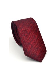 Resim Gaffy Kırmızı Kırcıllı Desenli Bordo Dokuma Kumaş Mendilli Slim Fit Kravat // Sdk-2501-4 Bordo 