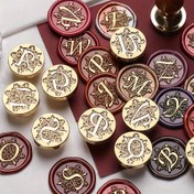 Resim 1 adet Iris 26 İngilizce Harf Serisi Ateş Boya Mühür Başlığı, Şükran Günü Kartları/Zarf/Hediye Paketleme/Düğün Nişan Davetiyesi için 