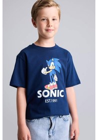 Resim Defacto Sonıc The Hedgehog Lisanslı New Regular Fıt Bisiklet Yaka Kısa Kollu Lacivert Tişört Erkek Çocuk H8435a826hsnv248 Lacivert-nv248 