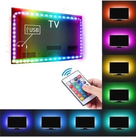 Resim 2x50cm-2x100cm 16 Renkli Tv Arkası Usb Rgb Şerit Led Seti Kumandalı 