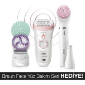 Resim Braun Silk-épil 9 9995 Güzellik Seti SensoSmart Teknoloji Kablosuz Islak ve Kuru Kullanım Pembe 11 Ek Ataçmanlı Epilatör / Epilasyon 