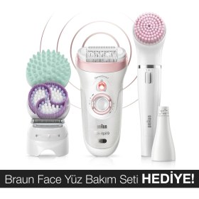 Resim Braun Silk-épil 9 9995 Güzellik Seti SensoSmart Teknoloji Kablosuz Islak ve Kuru Kullanım Pembe 11 Ek Ataçmanlı Epilatör / Epilasyon 