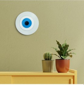 Resim Minimalist Beyaz Nazar Boncuğu El Yapımı Ahşap Büyük Nazarlık 15 