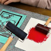 Resim 1 Adet Sanat Kauçuk Fırçası - 10.01 cm Ahşap Saplı Baskı Aleti, Oyma ve El Sanatları için 