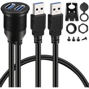 Resim Synodicmonth Portlu Çift Usb 3.0 Aux Gömme Montajlı Araç Montaj Uzatma Kablosu Araba Kamyon Tekne Motosiklet Gösterge Paneli İçin - 3ft 