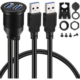 Resim Synodicmonth Portlu Çift Usb 3.0 Aux Gömme Montajlı Araç Montaj Uzatma Kablosu Araba Kamyon Tekne Motosiklet Gösterge Paneli İçin - 3ft 