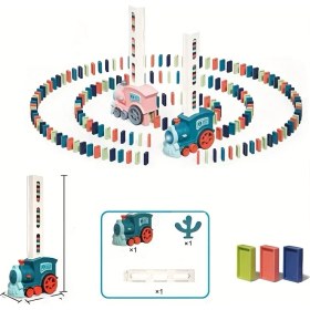 Resim Tcherchi Domino Mini Tren Yapı Taşları Oyuncak Arabanın Otomatik Yerleştirilmesi (Yurt Dışından) 