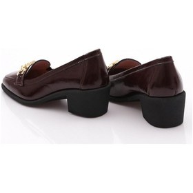 Resim Dgn 1211 Kadin Aksesuarli Topuklu Ayakkabi Bordo Rugan 