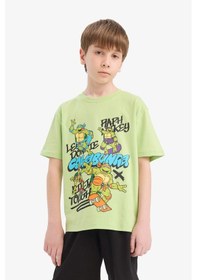 Resim Defacto Erkek Çocuk Ninja Turtles-retro Pijama Takımı Kısa Kollu Üst Şort E6965a825hsgn597 Yeşil 