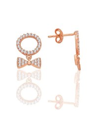 Resim Gümüş Rose Zirkon Taşlı Sallantılı Fiyonk Küpe Barcode Rose 