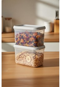 Resim Bernardo Hide Plus 2'li Saklama Kabı 1900 Ml Beyaz Beyaz - Şeffaf 
