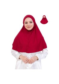 Resim Modish Group Hazır Başörtüsü Pratik İslami Giyim Penye Peçeli Türban Namaz İçin Yumuşak Eşarp Bordo 