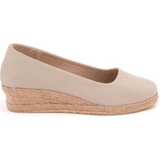 Resim Star Tombis Gerçek Elişi Özel Imalat Elişi Günlük Rahat 3cm Anne Ayakkabısı Dolgu Topuklu Handmade Bej 