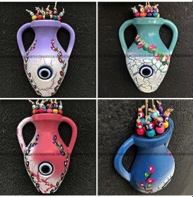 Resim Bodrum Anfora El Işi Nazar Boncuk Saksı Bahçe Balkon Duvar Süs 