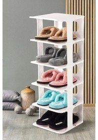 Resim Lüks Ayakkabılık Düzenleyici Organizer Portatif 5 Katlı Çok Katmanlı Farklı Kombin Seçenekli Beyaz Beyaz 