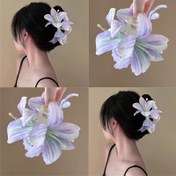 Resim 1 adet Boho Tarzı Lili Çiçeği Saç Tokası, Şık Atmosfer Plastik Dokunmamış Kumaş Saç Aksesuarı, Mor Lale Tasarımı, Moda Saç Aksesuarı | Şık Atmosfer | Plastik Saç Tokası, Saç Aksesuarları 