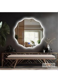 Resim Cirelia Beyaz Led'li Lazer Kumlamalı Lavabo & Banyo Aynası Dokunmatik Sensörlü 90 X 90 