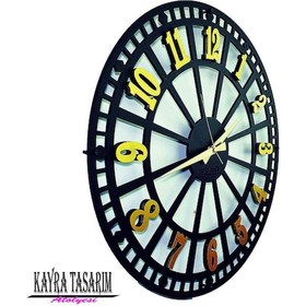 Resim RUSTİK LATİN BÜYÜK BOY DUVAR SAATİ GOLD 50CM 