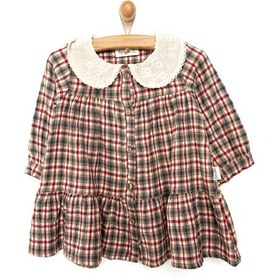 Resim Bebetto Basic Romantic Plaid Elbise Kız Bebek 23KBBTKELB001 Kırmızı 