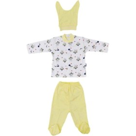 Resim Sebi Bebe Unisex Bebek Sarı Arı Baskılı Pijama Takım 0-3 Ay 