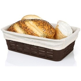 Resim Bora Plastik Hasır Desenli Ekmek Sepeti Köşeli No:1 Bezli 10 Adet Kahverengi 