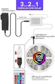 Resim luciole 4 Metre Tv Arkası Tak Çalıştır Rgb Led 16 Renkli 4 Animasyonlu Yatak Odası Mutfak Lambader 