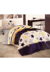 Resim Kristal Kapitoneli Nevresim Takımı Tutku Sarı-Lacivert Tek Kişili 