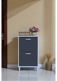 Resim Eliusta Kalvo 52 Cm Genişlikte Antrasit Renk Ayakkabılık 52x86x26 Cm Ayaklı Ayakkabılık Antrasit 