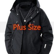 Resim Erkek Büyük Beden Hafif Ceket - Fermuarlı, Bol Kesim Kapüşonlu Mont, Kahverengi Günlük Dış Giyim İlkbahar/Sonbahar/Kış için, Esnemeyen Kumaş - Günlük Kullanım, Seyahat, Resmi Etkinlikler için İdeal - Büyük Beden Dostu, Seyahat Kıyafeti, Şık Tasarım 