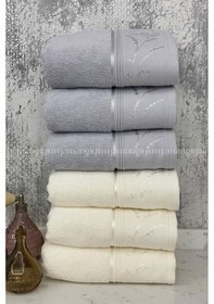 Resim Ditsy El-yüz Havlusu 6 Adet-krem-gri Krem - Gri 