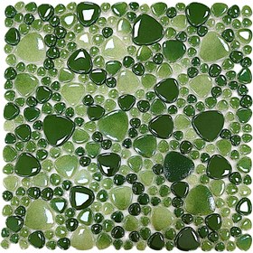 Resim MozaiKristaL Tüm yüzeyler için Damla Yeşil Mix. 31,5x31,5cm. Fileli Cam Mozaik. ( 10 File Karo = 1 m2 Fiyatıdır.) 