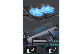 Resim TechnoStation 2 Gözlü Büyük Fanlı Laptop Soğutucu Stand Yükseklik Ayarlı Geniş Laptop Fanı 