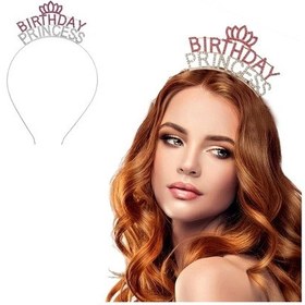 Resim Kristal Taşlı Pembe Birthday Princess Yazılı Parti Tacı 19x11 Cm Diğer 