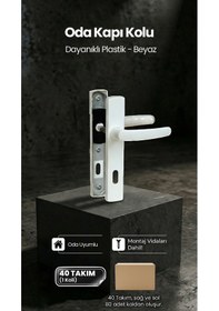 Resim Plastik Oda Kapı Kolu, Pvc Pimapen Uyumlu, Beyaz, 40 Takım / 1 Koli 