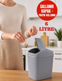 Resim Open Home Concept 6 Lt Çöp Kovası, Mutfak, Banyo, Tuvalet, Ofis Çöp Kutusu Gri 