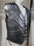 Resim ArdaStilDeri Hakiki Deri Çengel Düğmeli Motorcu Chopper Yelek 