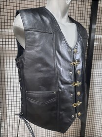 Resim ArdaStilDeri Hakiki Deri Çengel Düğmeli Motorcu Chopper Yelek 