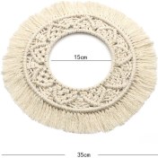 Resim Monyee El Yapımı Bej İç Dekoratif Örgü Duvar Battaniyesi - Skandinav Tasarım Odalar İçin Z150d Modeli 