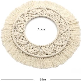 Resim Monyee El Yapımı Bej İç Dekoratif Örgü Duvar Battaniyesi - Skandinav Tasarım Odalar İçin Z150d Modeli 