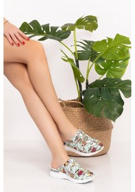 Resim Su Yeşili Baykuş Desenli Comfort Taban Bayan Ortopedik Sabo Terl 