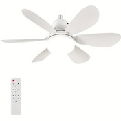 Resim 1'li Paket LED Tavan Vantilatörü Işık, Akıllı Vantilatör Işıklar ve Uzaktan Kumanda ile, 6 Bıçaklı Soketli Vantilatör, E26/E27 Soketler ile Uyumlu, Ayarlanabilir Aydınlatma ve Rüzgar Hızı, Oturma Odası, Yatak Odası, Mutfak ve Yemek Odası için Uygun - Akıllı Ev Aydınlatması Beyaz 
