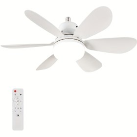 Resim 1'li Paket LED Tavan Vantilatörü Işık, Akıllı Vantilatör Işıklar ve Uzaktan Kumanda ile, 6 Bıçaklı Soketli Vantilatör, E26/E27 Soketler ile Uyumlu, Ayarlanabilir Aydınlatma ve Rüzgar Hızı, Oturma Odası, Yatak Odası, Mutfak ve Yemek Odası için Uygun - Akıllı Ev Aydınlatması Beyaz 
