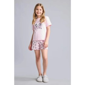 Resim DeFacto Disney Mickey & Minnie Lisanslı Regular Fit Elastik Bel 2'li Açık Pembe Pijama Takımı Kız Çocuk H8101A826HS 