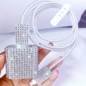 Resim Glamorous Silvery Bling Rhinestone Koruyucu Kılıf Hızlı Şarj Başlığı ve Veri Kablosu için - Anti-Break, Dayanıklı, USB-C, 5-10W Çıkış, Kadın Erkek Bağlayıcı, Şık Teknoloji Aletleri için İdeal, Kablosu Koruyucu 