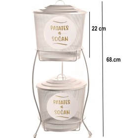Resim Feyza Design Iki Katlı Soğan ve Patates Saklama Kabı, Pratik ve Şık Tasarım 